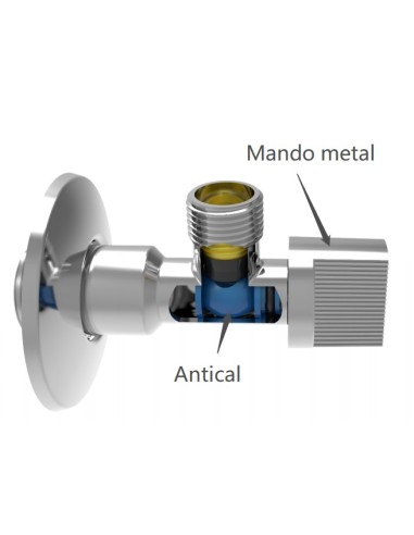 Válvula de escuadra 1/2" 3/8" anticalcárea (mando metálico)-Fontanería-Eurodrill S.L.