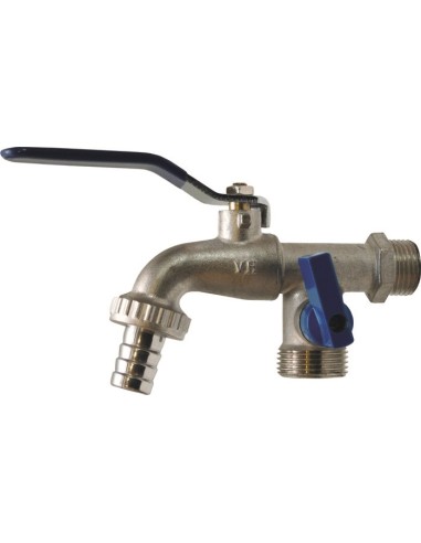 Grifo jardín doble racor manguera 1/2" x 3/4" x 3/4"-Fontanería-Eurodrill S.L.