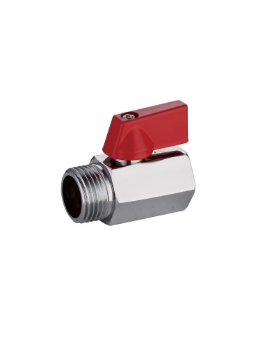 Válvula esfera mini M-H 1/2" (Roja)-Fontanería-Eurodrill S.L.