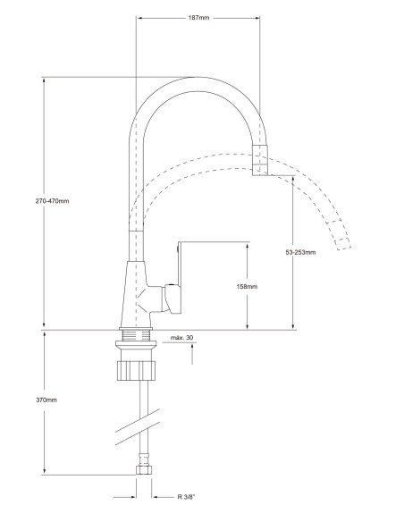 Grifo de fregadero flexible Teo