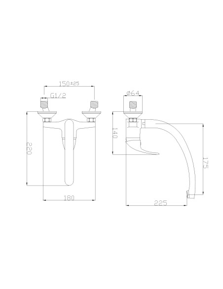 Monomando fregadero pared C/I Prado 203D