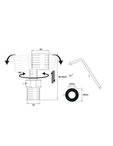 Kit excéntricas extensibles rotatorias largas-Grifería-Eurodrill S.L.