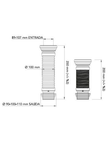 Manguito extensible inodoro 200 a 350 mm-Fontanería-Eurodrill S.L.