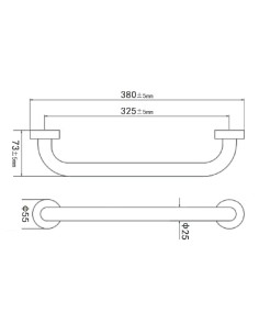 Barra 325 mm, INOX, brillo, fijación en inox 2